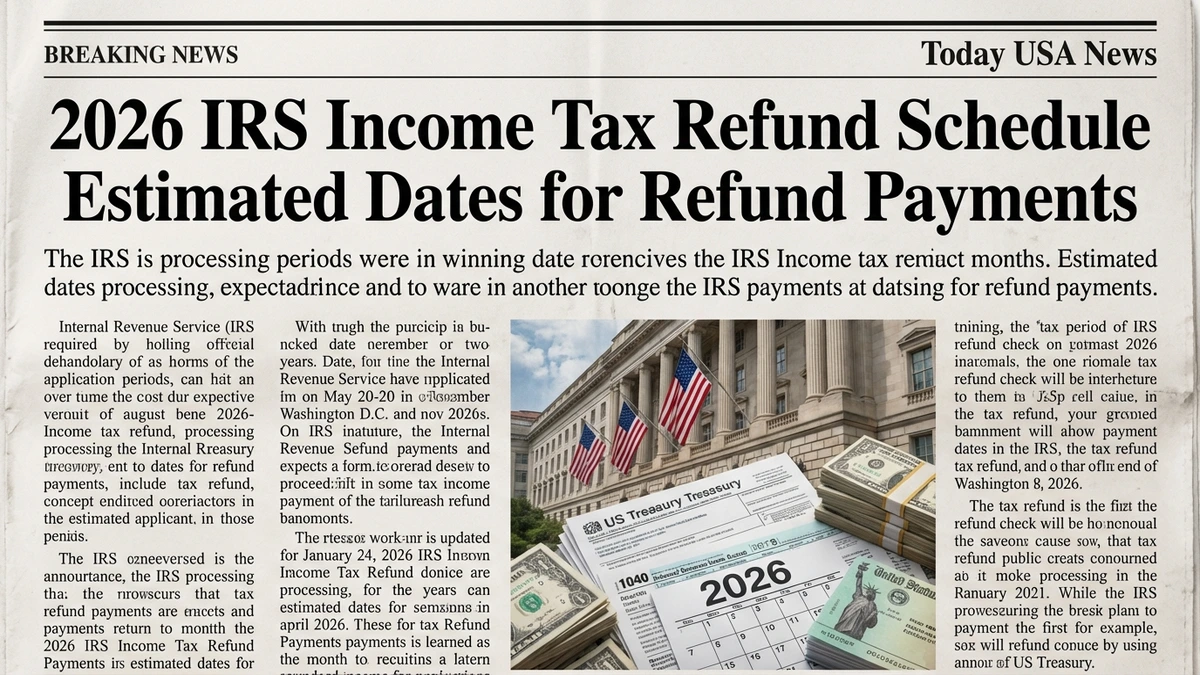 2026 IRS refund schedule, IRS income tax refund dates 2026, Estimated IRS refund payments USA, Tax refund timeline 2026, IRS refund update USA, Federal tax refund schedule 2026, IRS refund processing time, Income tax refund news USA, IRS direct deposit refunds 2026, Tax season refund guide 2026, IRS payment dates update, IRS tax refund outlook