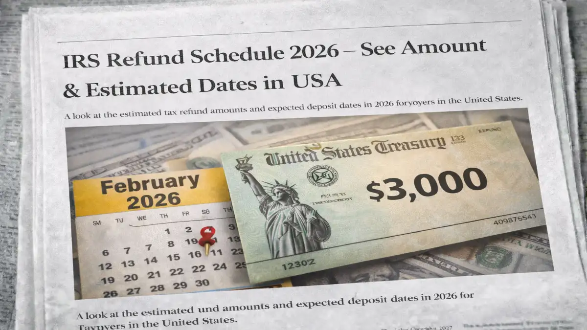IRS refund schedule 2026, Estimated IRS refund dates 2026, IRS tax refund amounts USA, Tax refund timeline 2026, IRS refund update USA, Income tax refund 2026, IRS direct deposit refunds 2026, Federal tax refund news, IRS refund processing time, Tax season USA 2026, IRS refund guide 2026, IRS payment schedule USA